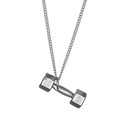 Dumbbell pendant steel necklace 65cm (steel 316L)