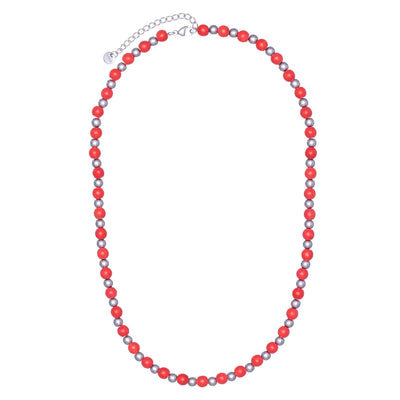 Ceramic pearl steel necklace 46cm +5cm (Steel 316L)