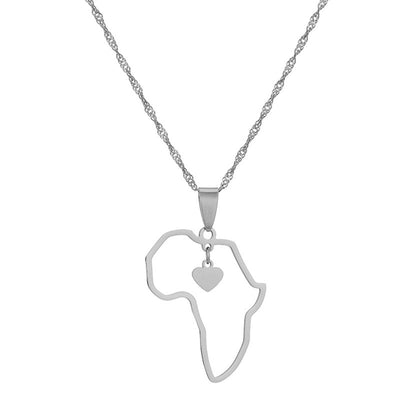 Heart of Africa pendant necklace 45cm +5cm (Steel 316L)