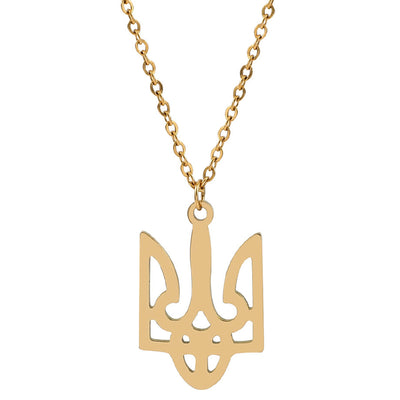 Ukrainian Tryzub pendant necklace 41cm +5cm (Steel 316L)