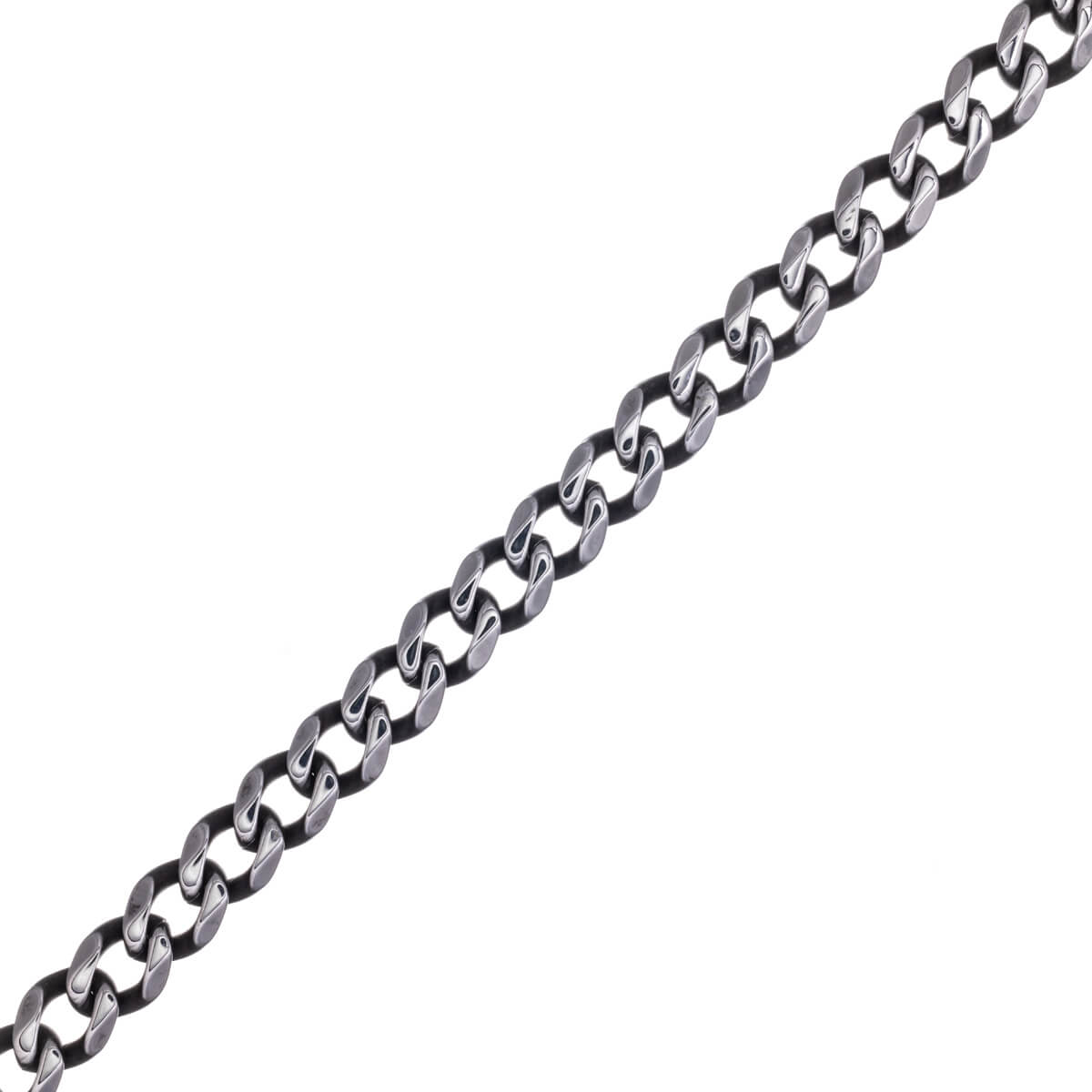 Platt armerad kedja halsband i mörkt stål 8mm 55cm