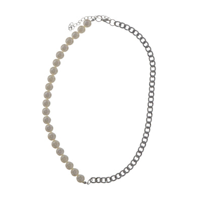 Pearl and Chain Necklace 46 cm