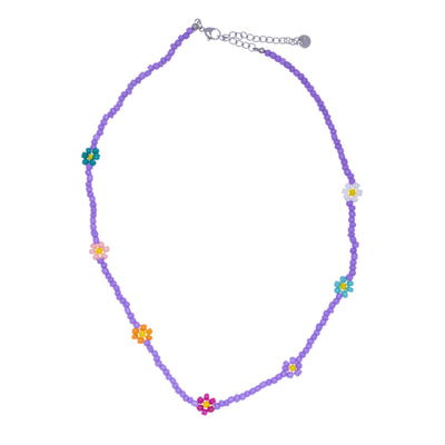 Flower neck beads necklace 40cm +4cm (steel 316l)