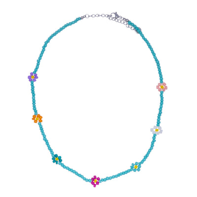 Flower neck beads necklace 40cm +4cm (steel 316l)