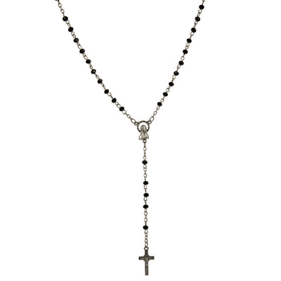 Black rosary beads with beveled glass beads 4mm