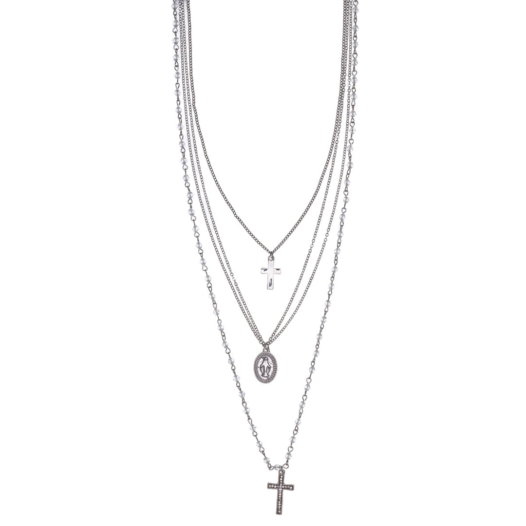 Three chain cross necklace