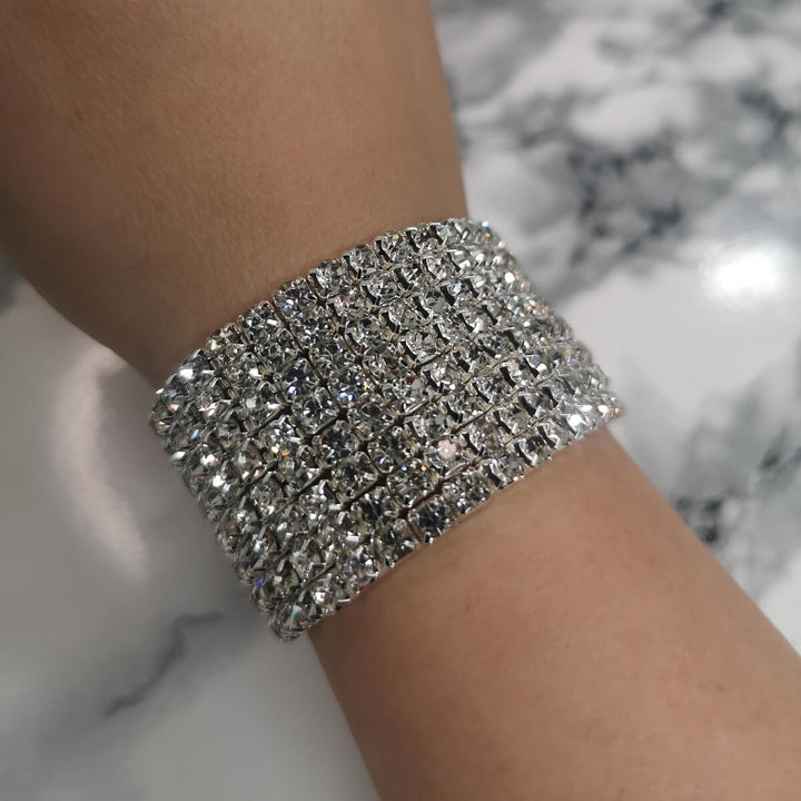 Elastic rhinestone bracelet 8 rows