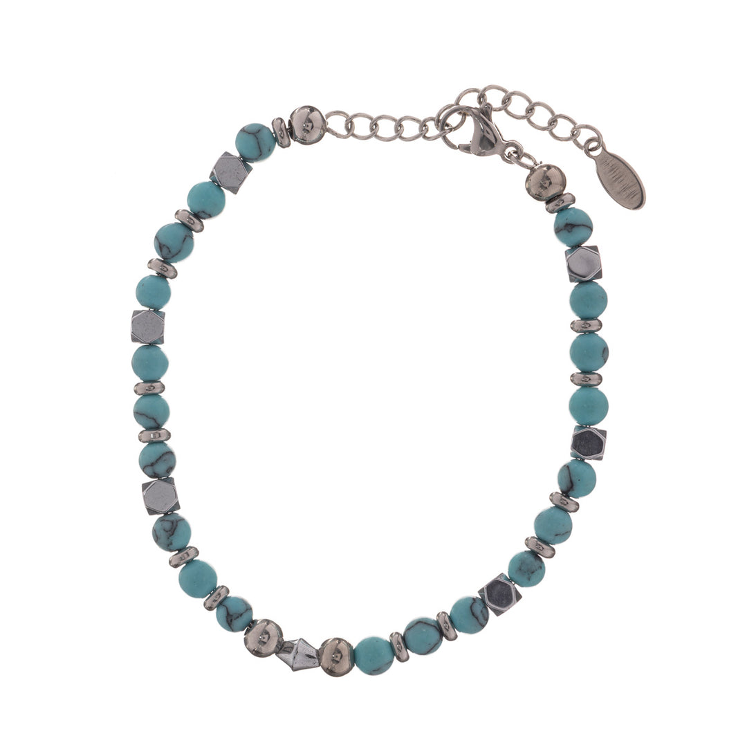 Stone beads steel bracelet