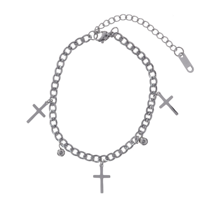 Cross bracelets with armoured chain (steel 316L)