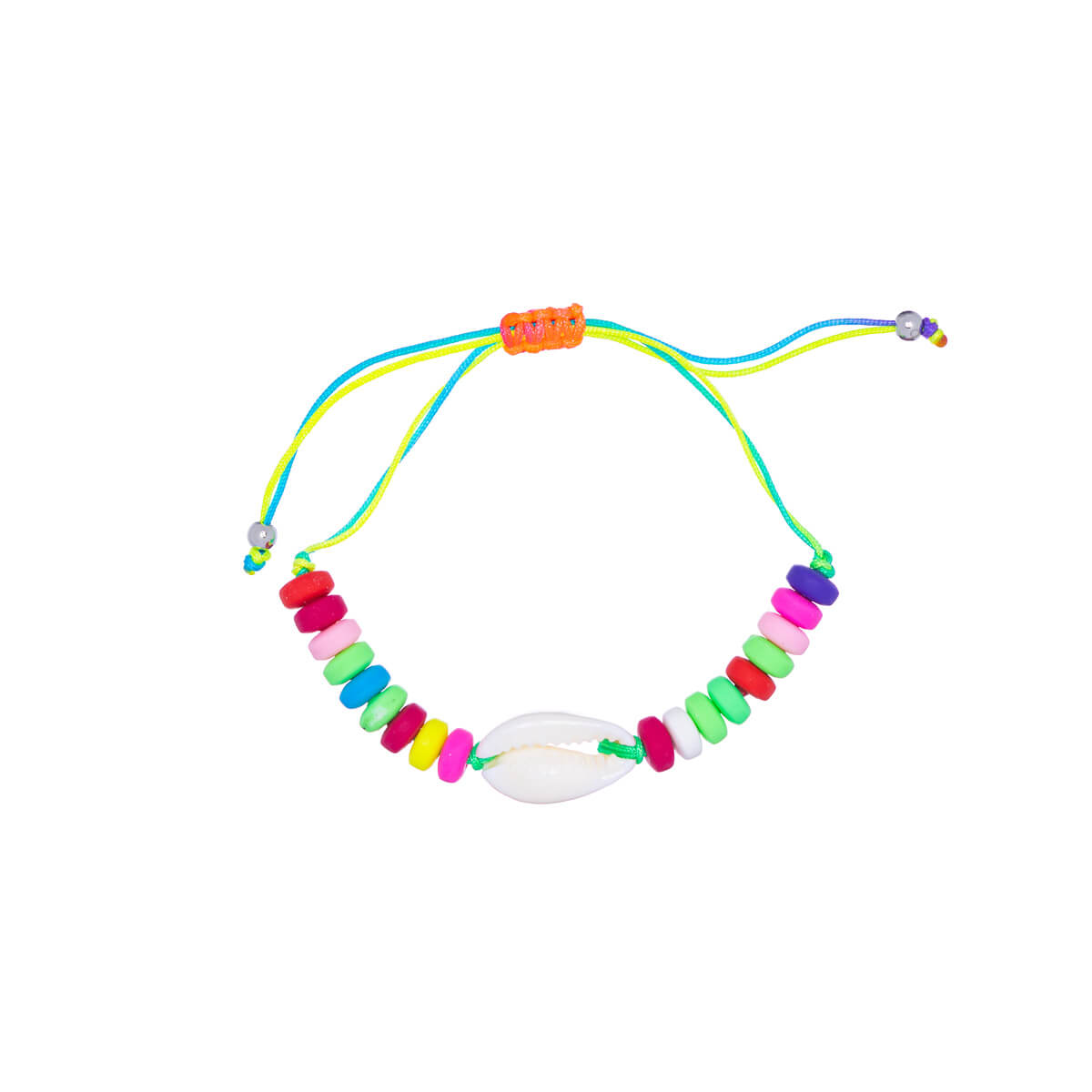 Clam bracelet with coloured beads