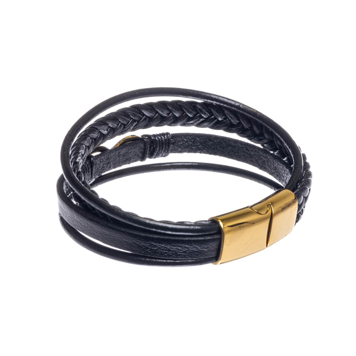 Five row leather bracelet with infinity decoration (Steel 316L)