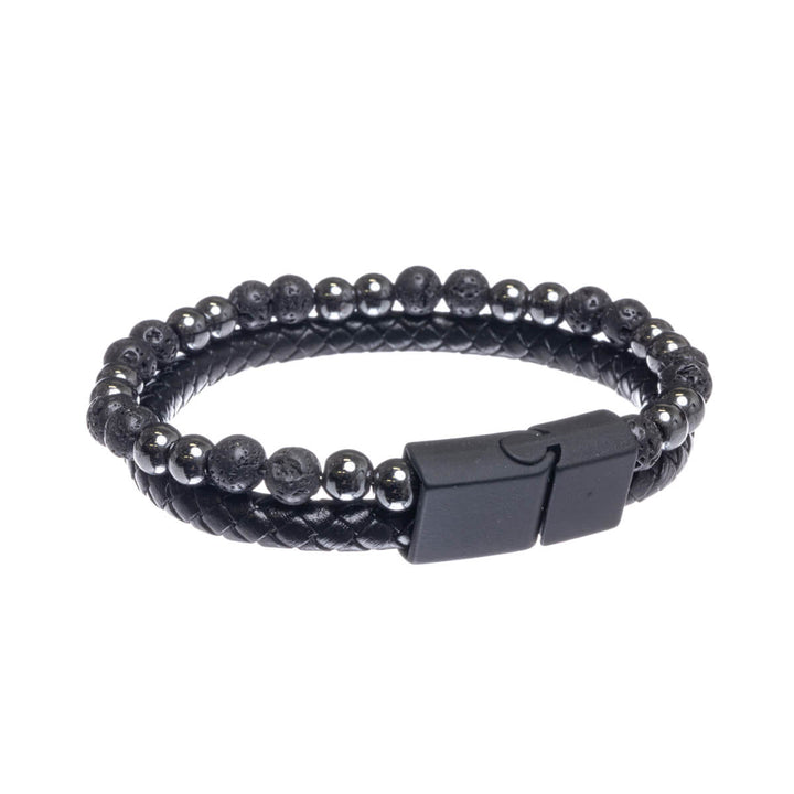 Double row bracelet with beads (Steel 316L)