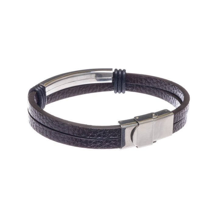 Two row leatherette bracelet (Steel 316L)