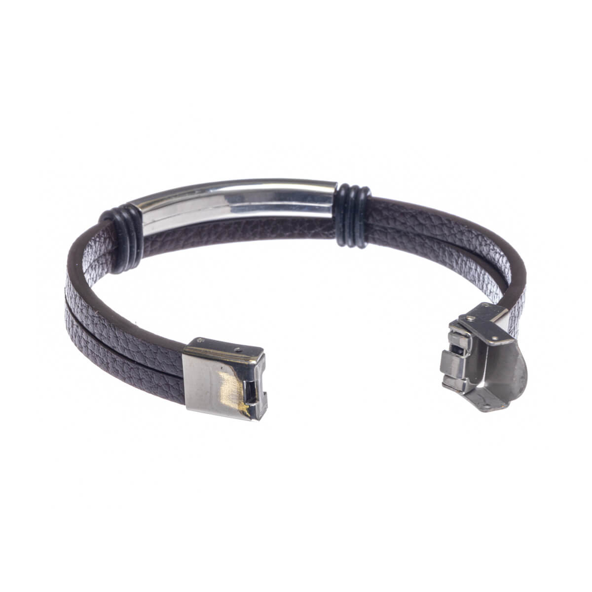 Two row leatherette bracelet (Steel 316L)