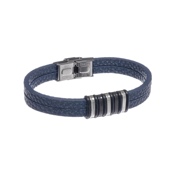 Two row leatherette bracelet (Steel 316L)