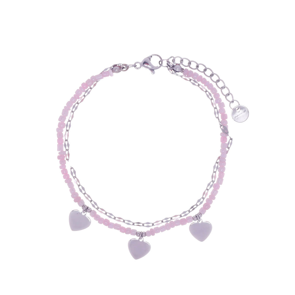 Steel heart bracelet with beads (steel 316L)
