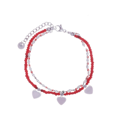 Steel heart bracelet with beads (steel 316L)