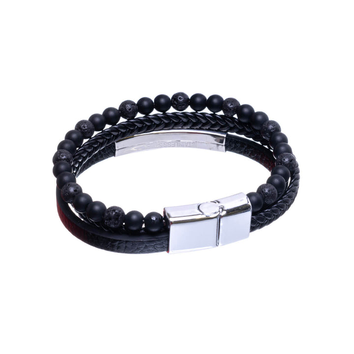 Three row bracelet with beads (Steel 316L)