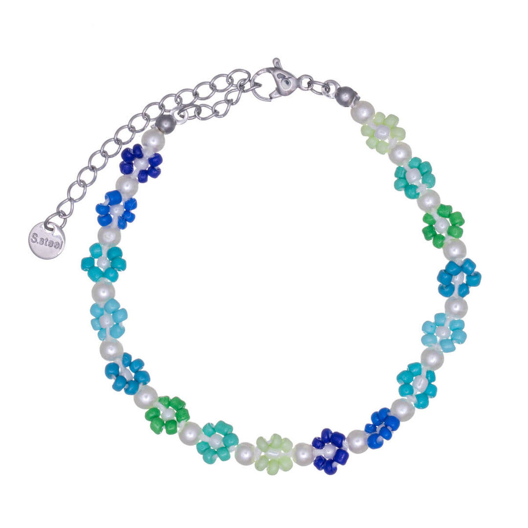 Multicoloured pearl flower bracelet (Steel 316L)