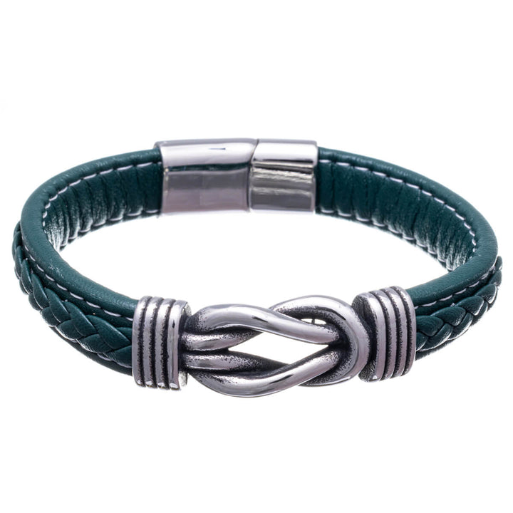 Armband i konstläder med knutdekoration 22,5cm (Stål 316L)