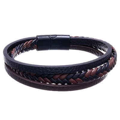 Three row leather bracelet 21cm