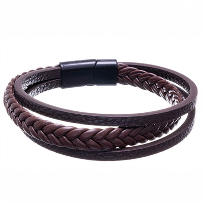 Three row leather bracelet 21cm