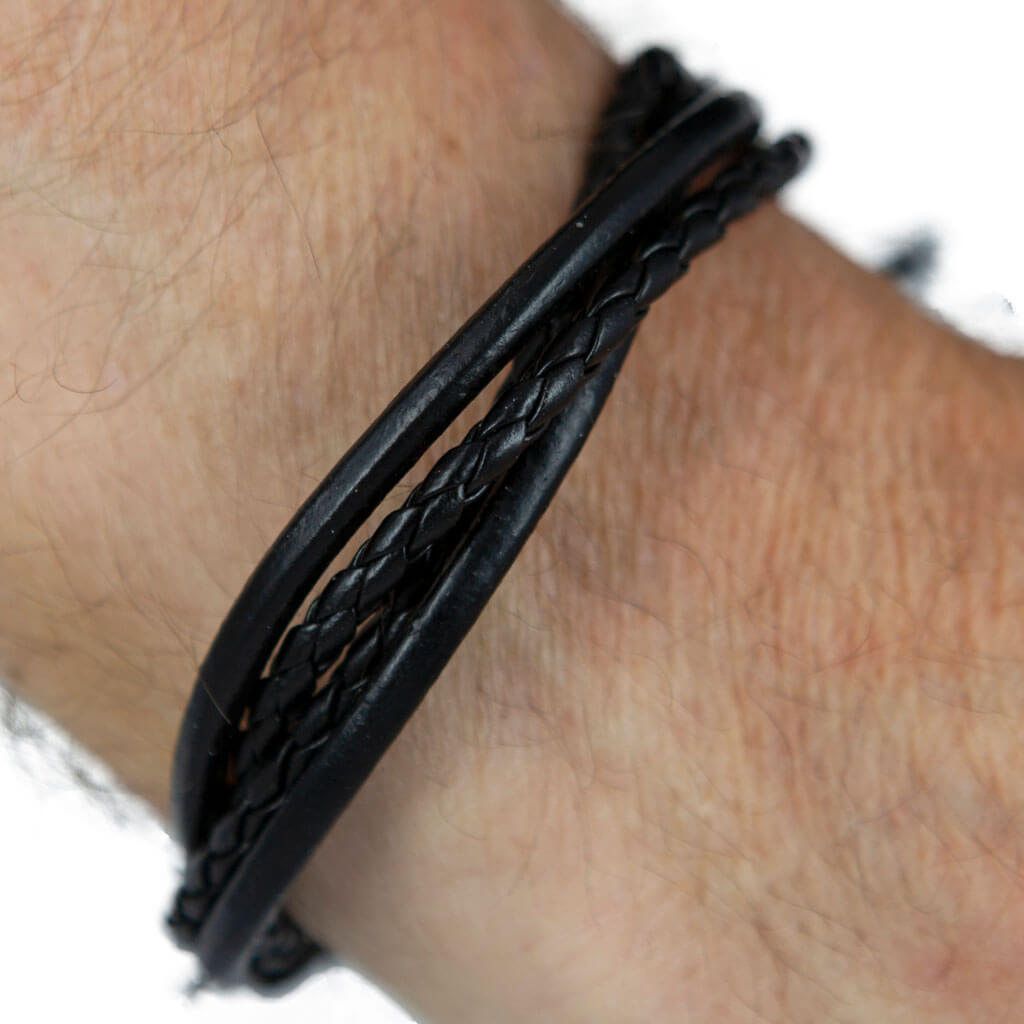 Adjustable artificial leather bracelet 4 rows 1pc