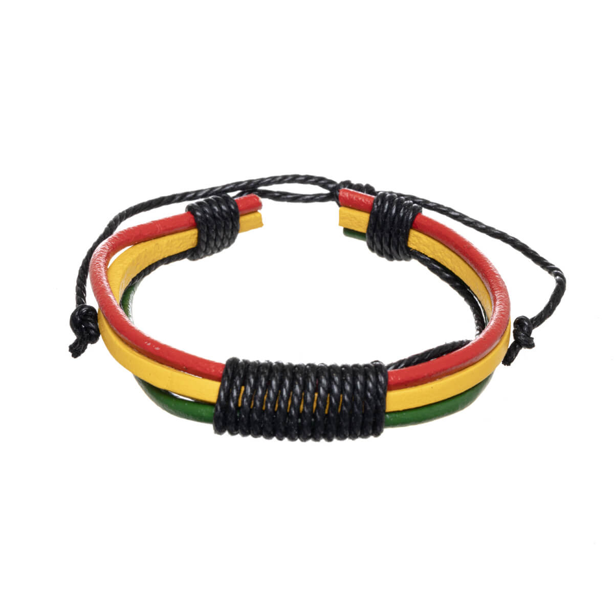 Adjustable artificial leather bracelet Rasta 1pc