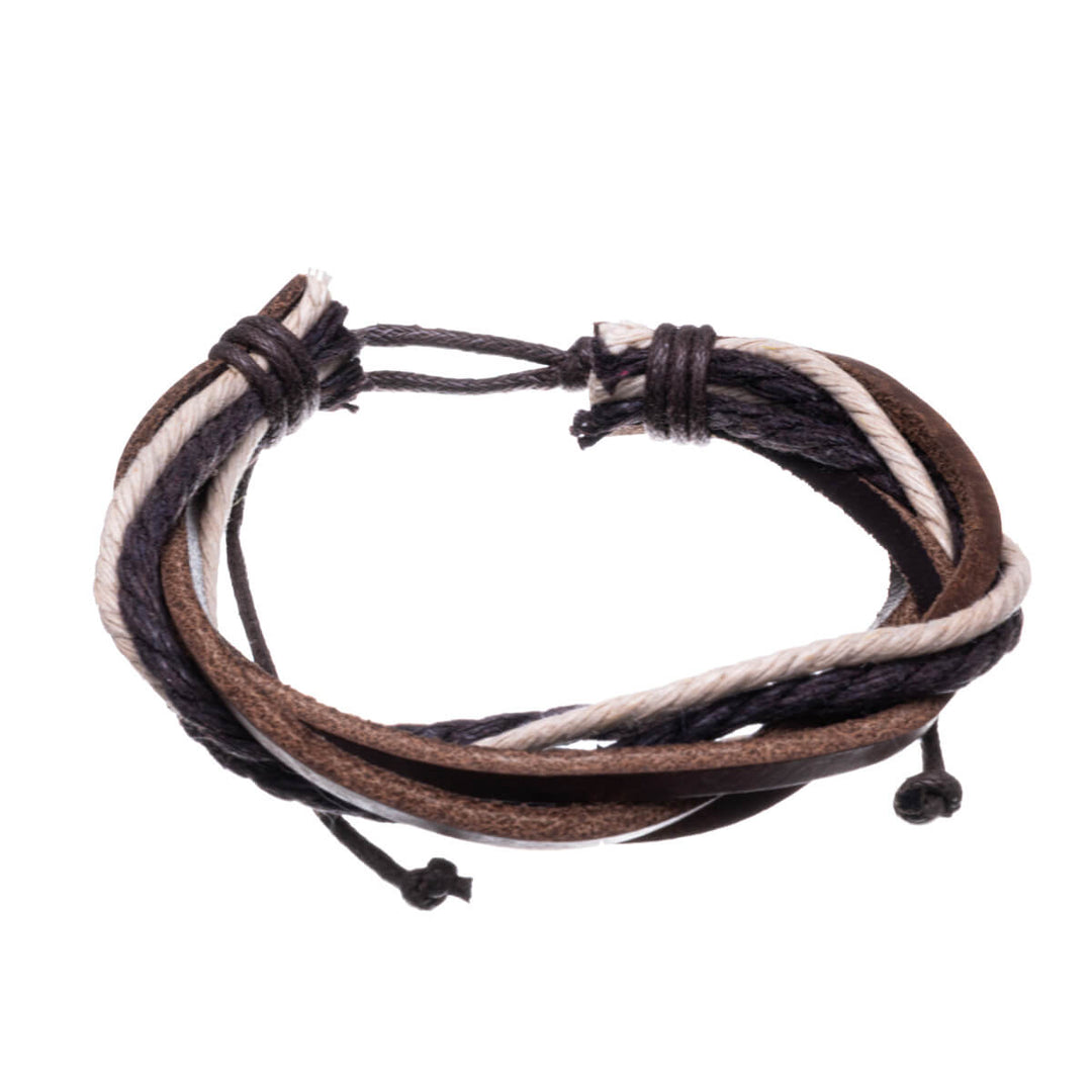 Adjustable seven-row leatherette cord bracelet