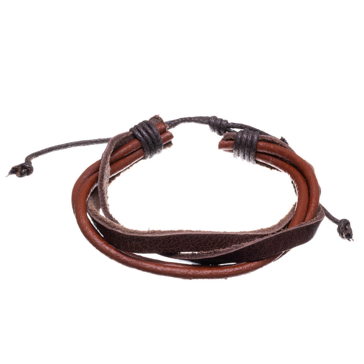 Adjustable four-row leather bracelet