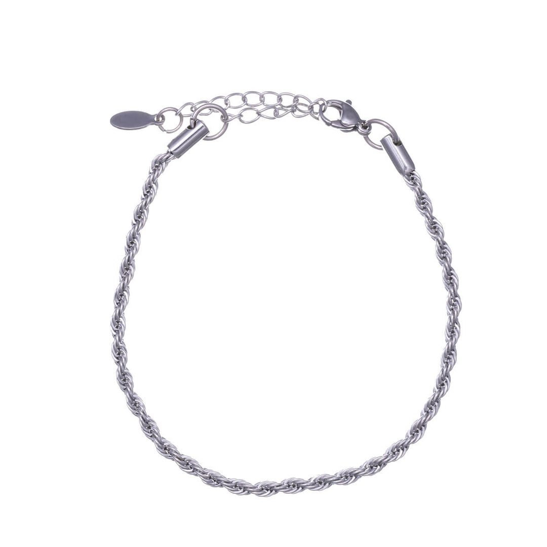 Rope chain bracelet cordell-chain 3mm 18,5cm +5cm (Steel 316L)