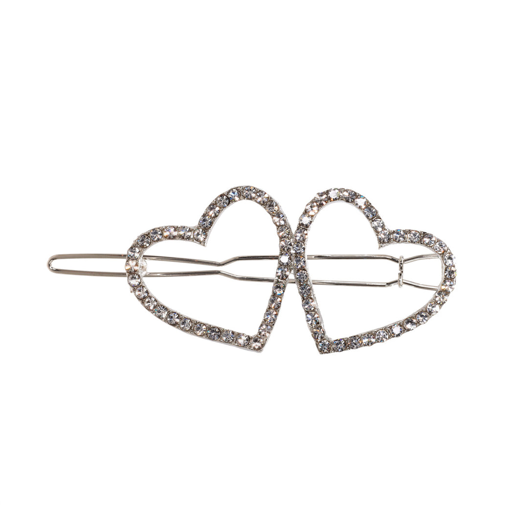 Rhinestone heart hair buckle 6,6cm 1pcs