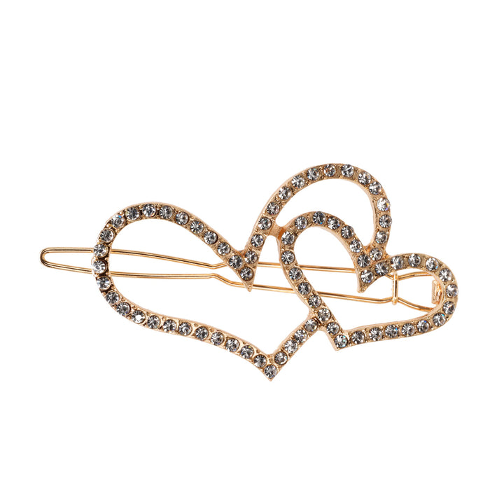 Rhinestone heart hair buckle 6,6cm 1pcs