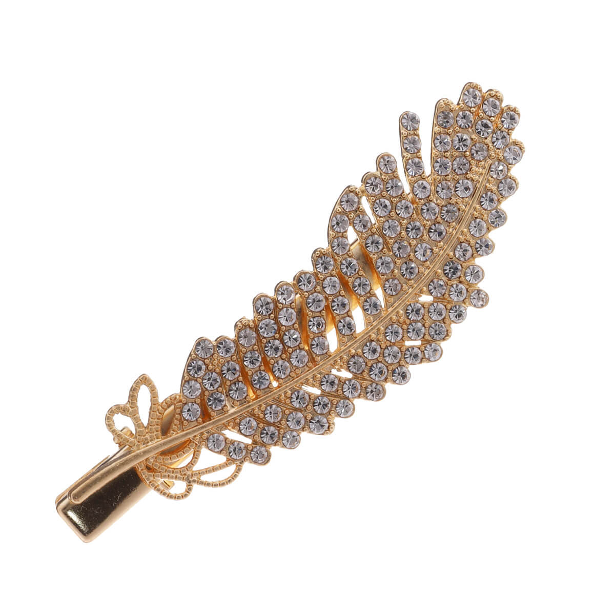 Rhinestone feather hair clip 1pcs