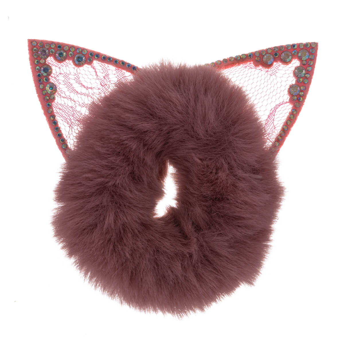 Fluffy Scrunchie Cat Ears Hår Donut Ø 9cm