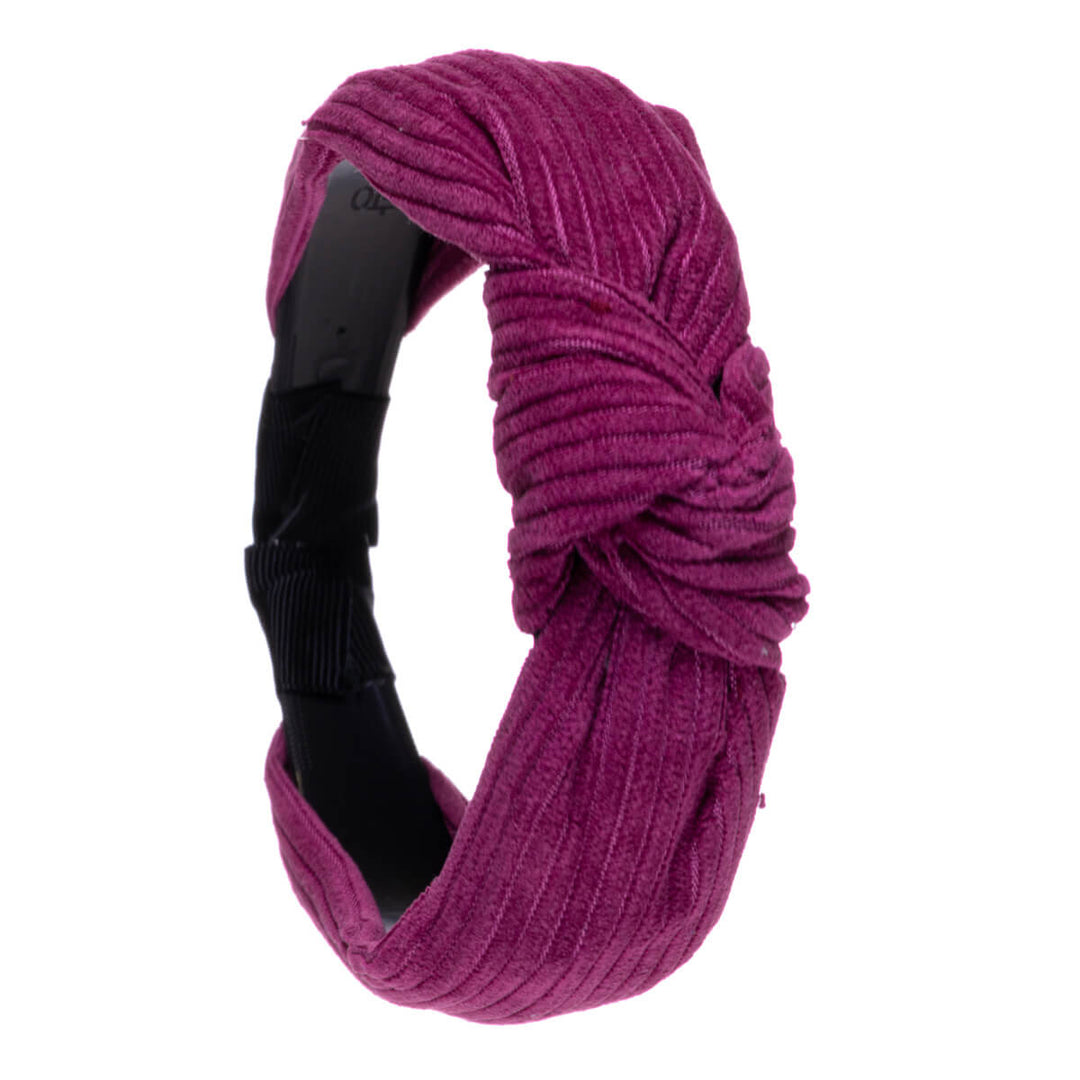 Striped velvet hairband with knot 3,3cm