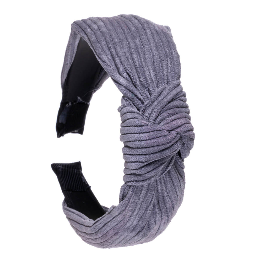 Striped velvet hairband with knot 3,3cm