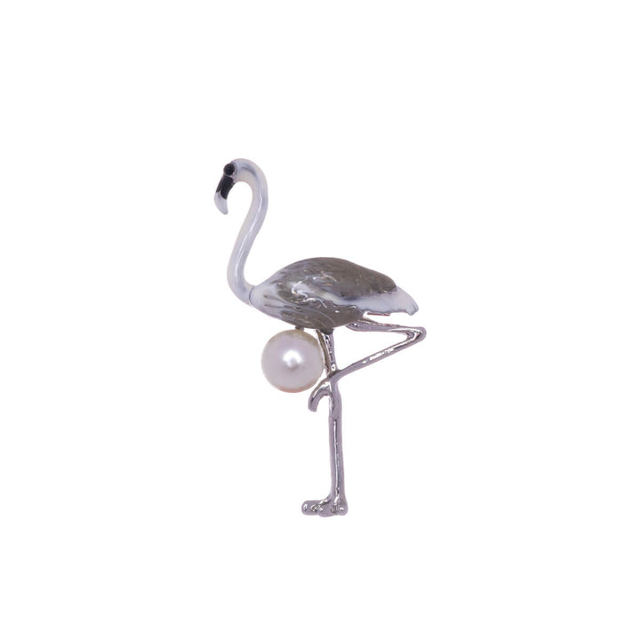 Flamingo brooch with pearl