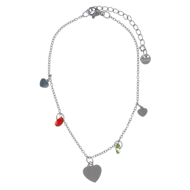 Steel ankle chain heart with pendants ankle bracelet (Steel 316L)