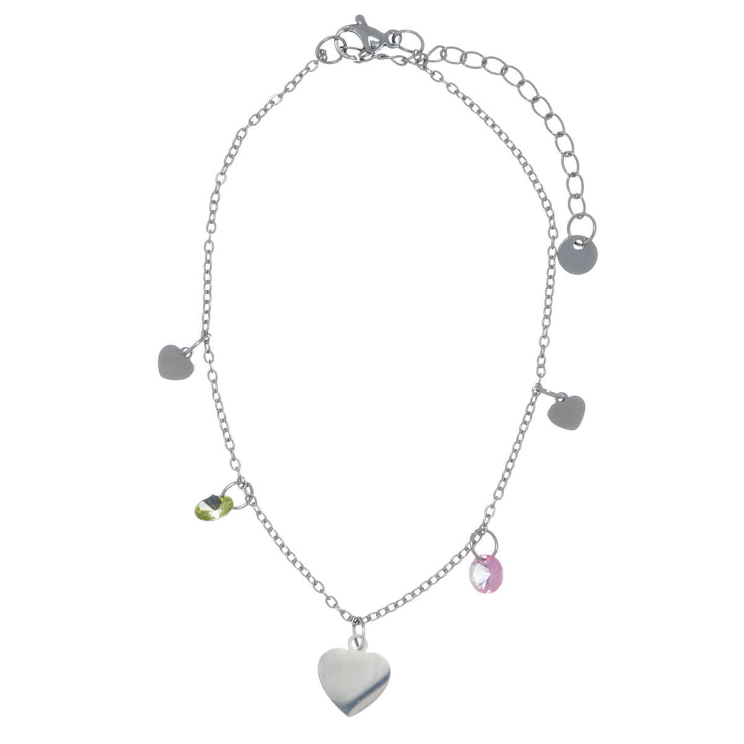 Stål Ankle Chain Heart Pendants Ankel smycken (Steel 316L)