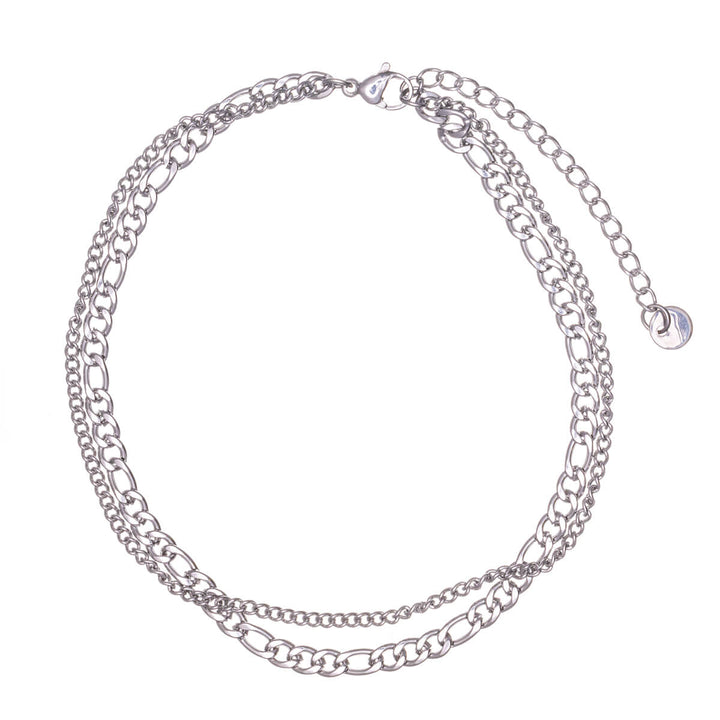 Double chain ankle chain steel ankle bracelet (Steel 316L)