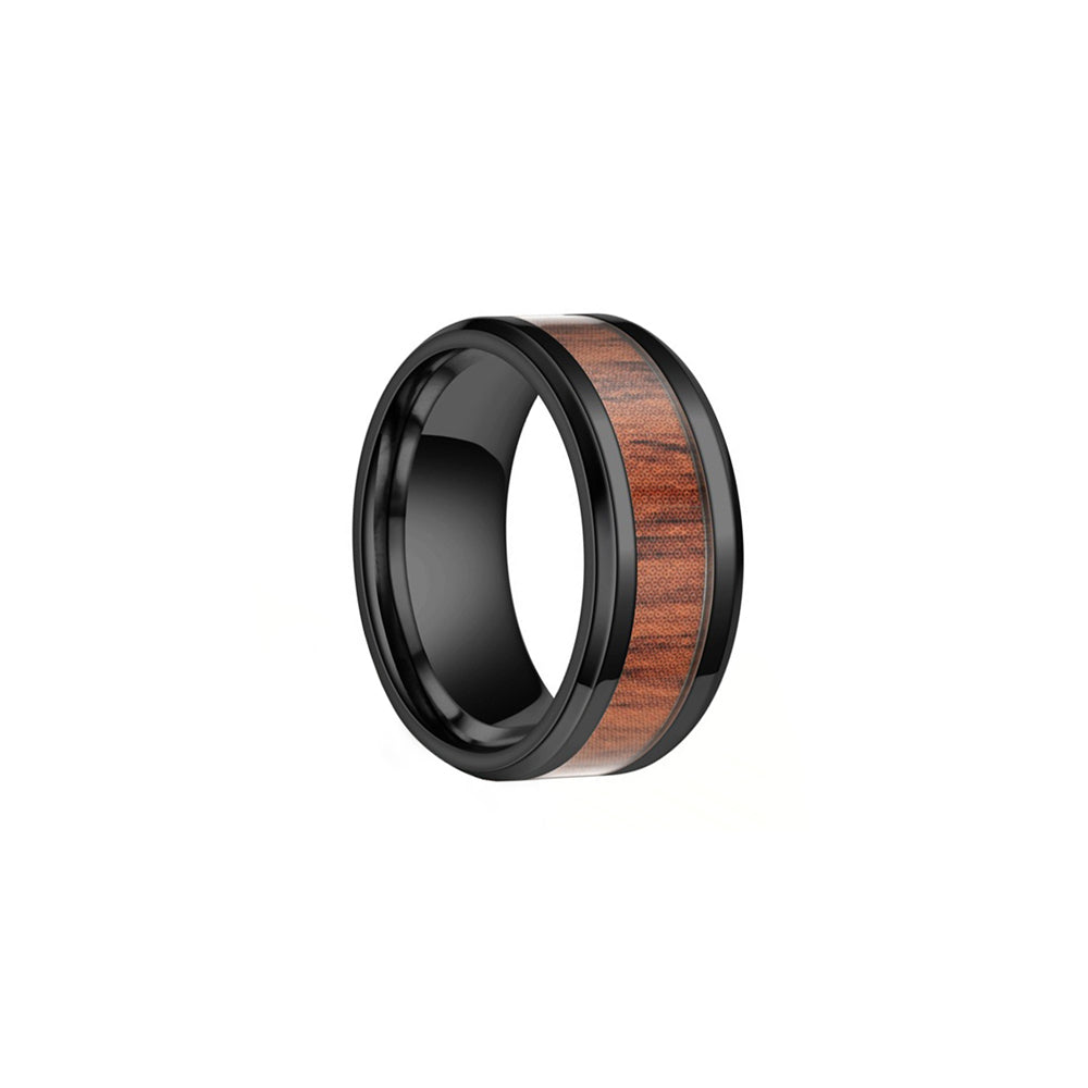 Wooden black steel ring 8mm