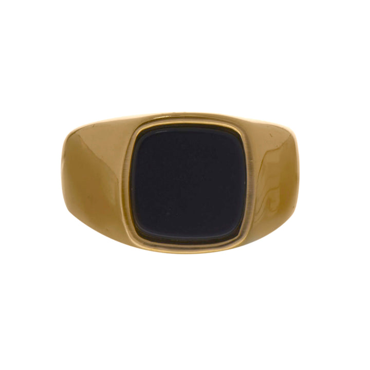 Black Stone Stem Ring (Steel 316L)