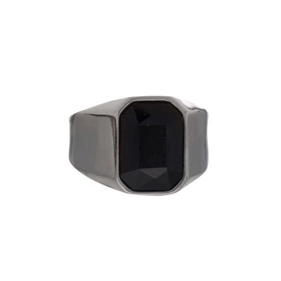 Black stoned wedding ring (steel 316L)