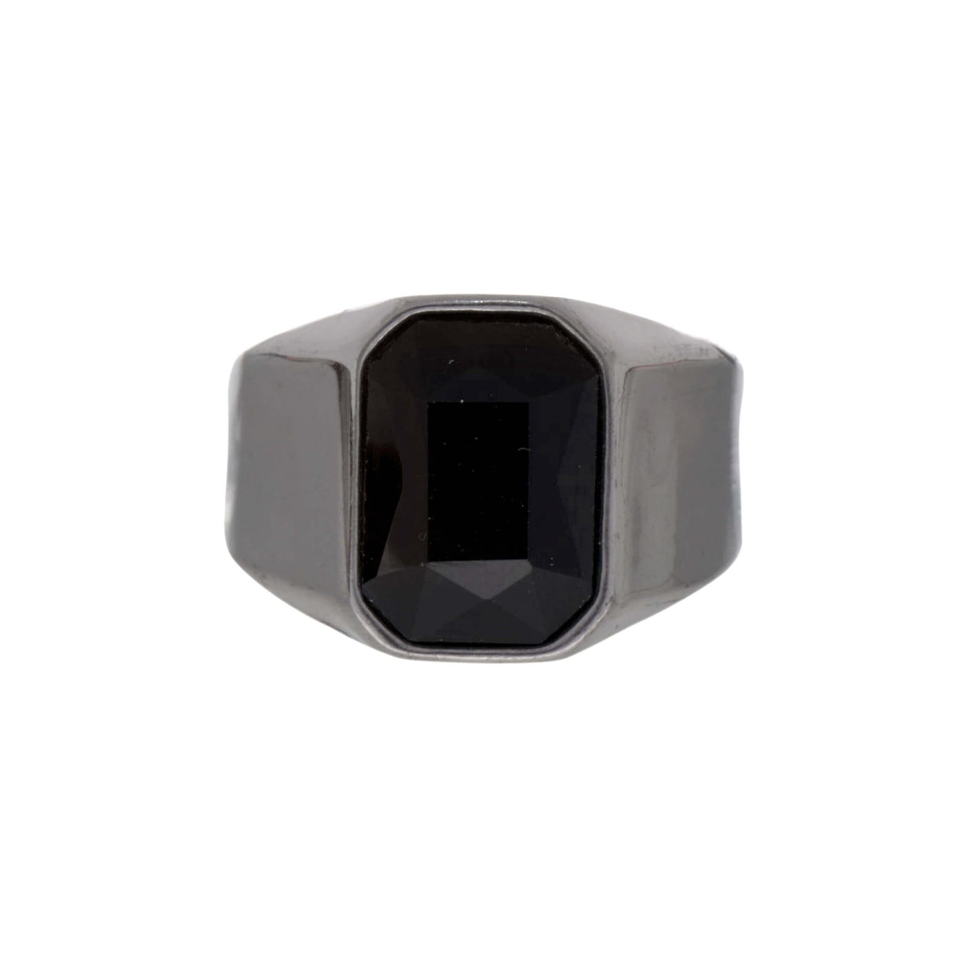 Black stoned wedding ring (steel 316L)