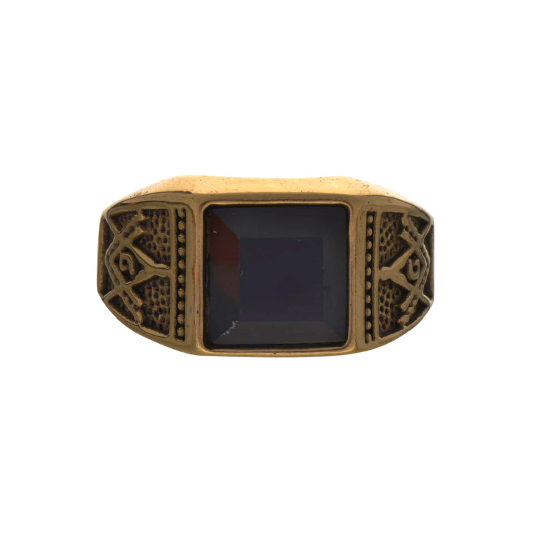 Black Stone Stem Ring (Steel 316L)