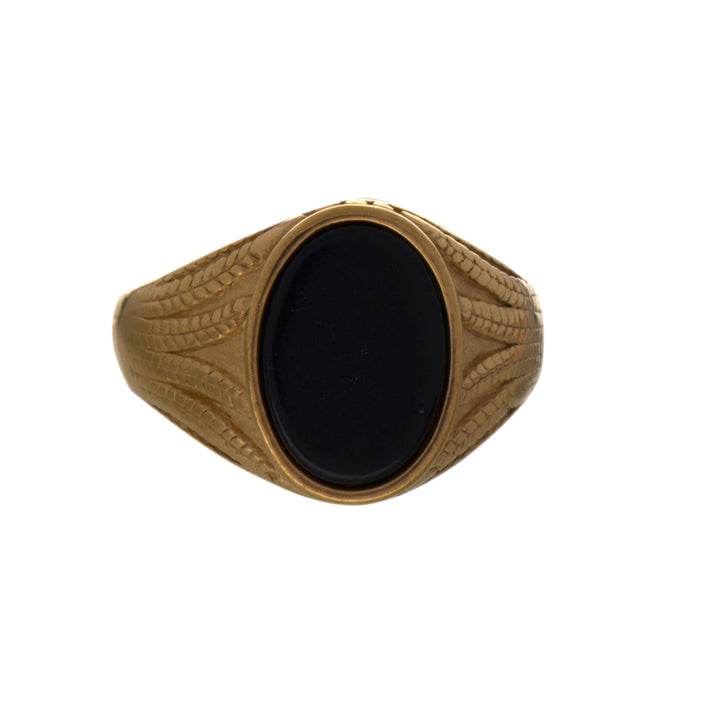 Black Stone Stem Ring (Steel 316L)