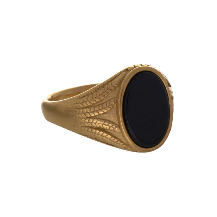 Black Stone Stem Ring (Steel 316L)