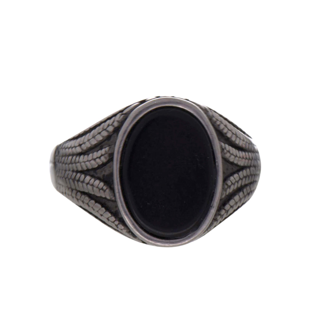 Black stoned wedding ring (steel 316L)