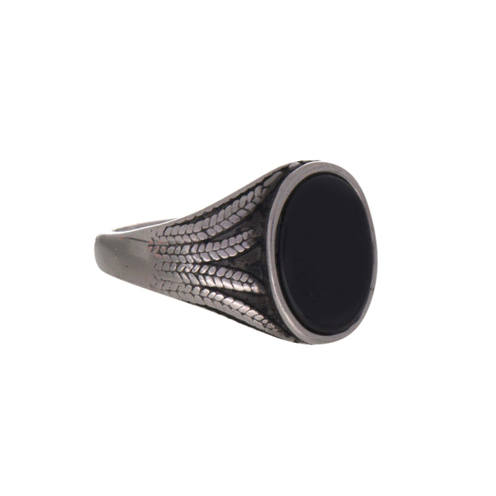 Black stoned wedding ring (steel 316L)